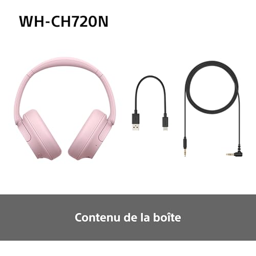 Sony WH-CH720N - Casque Bluetooth sans Fil à réduction de Bruit - Micro intégré - jusqu'à 35 Heures d'autonomie et Charge Rapide - Noir