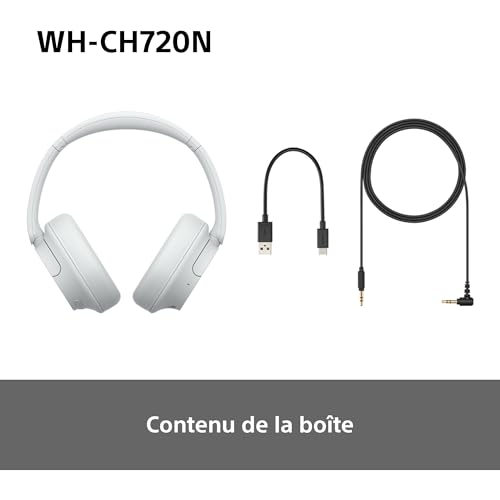 Sony WH-CH720N - Casque Bluetooth sans Fil à réduction de Bruit - Micro intégré - jusqu'à 35 Heures d'autonomie et Charge Rapide - Noir