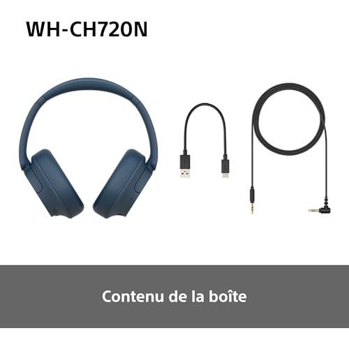 Sony WH-CH720N - Casque Bluetooth sans Fil à réduction de Bruit - Micro intégré - jusqu'à 35 Heures d'autonomie et Charge Rapide - Noir