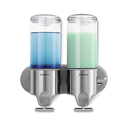 simplehuman Triple Wall Mount Shower Pump, 3 x 15 fl. oz. Shampoo and Soap Dispensers, Stainless Steel