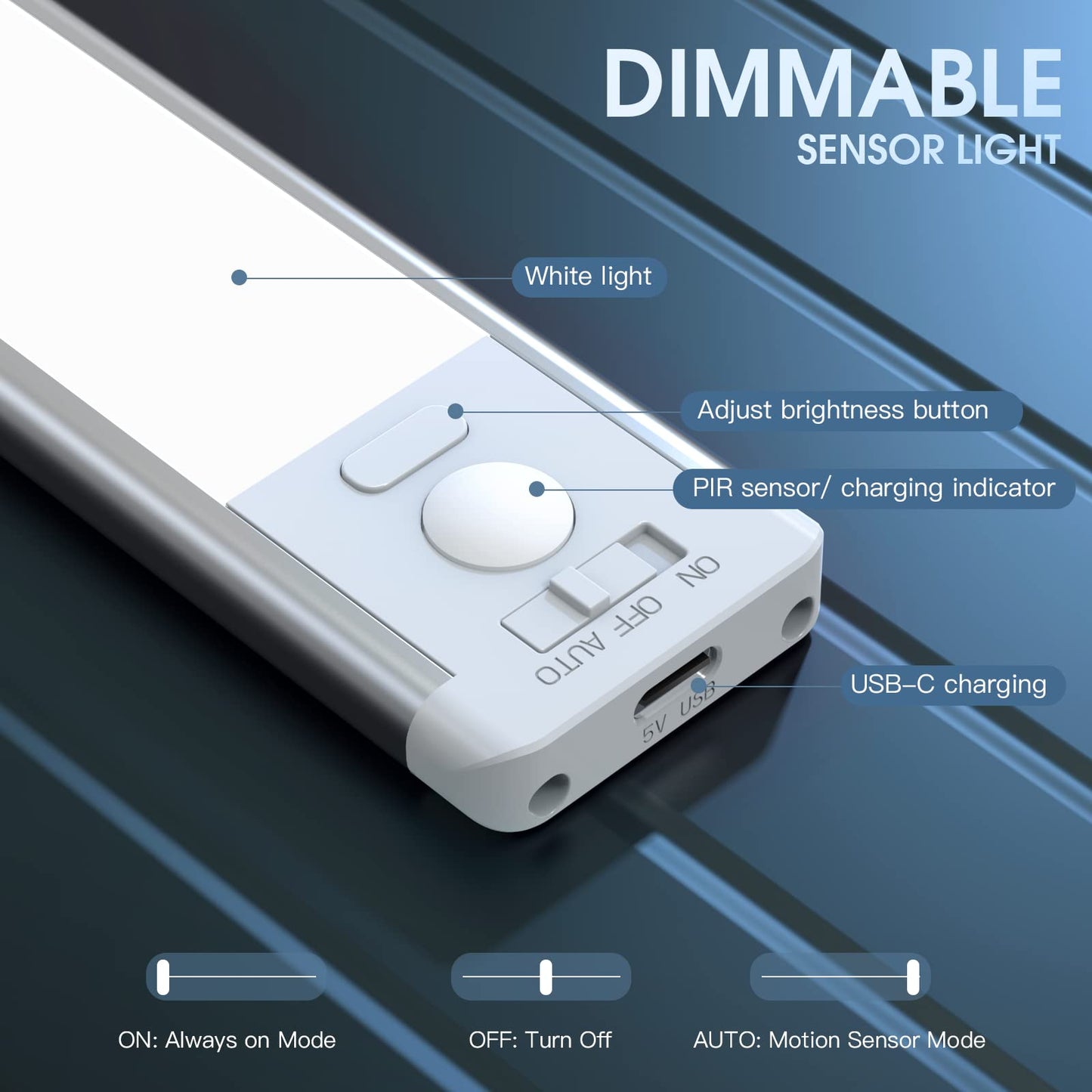 Under Cabinet Lights, 40 LED Rechargeable Battery Operated Motion Sensor Indoor, 2 Pack Magnetic Dimmable Closet, Wireless Under Counter for Kitchen, Stairs