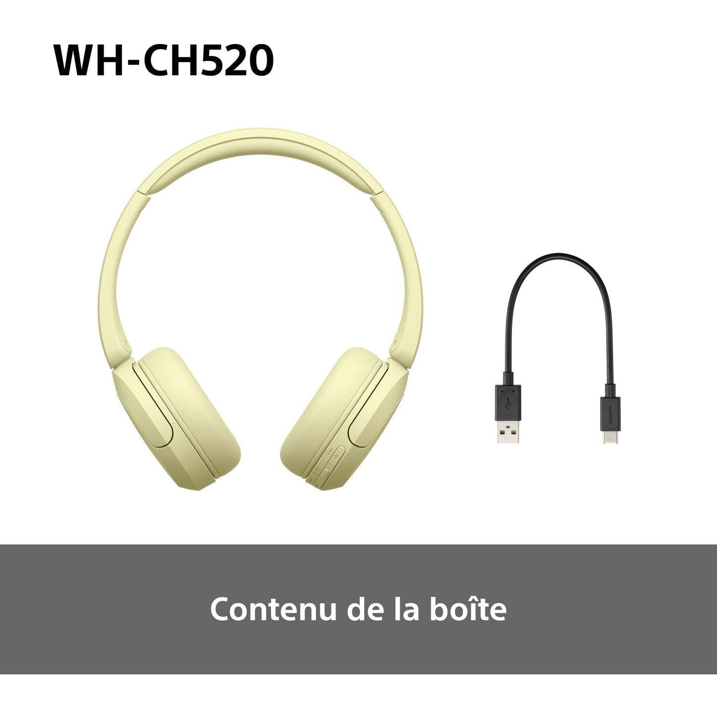 Sony WH-CH520 - Casque Bluetooth sans Fil, Multipoint, Micro intégré - jusqu'à 50 Heures d'autonomie et Charge Rapide - Noir
