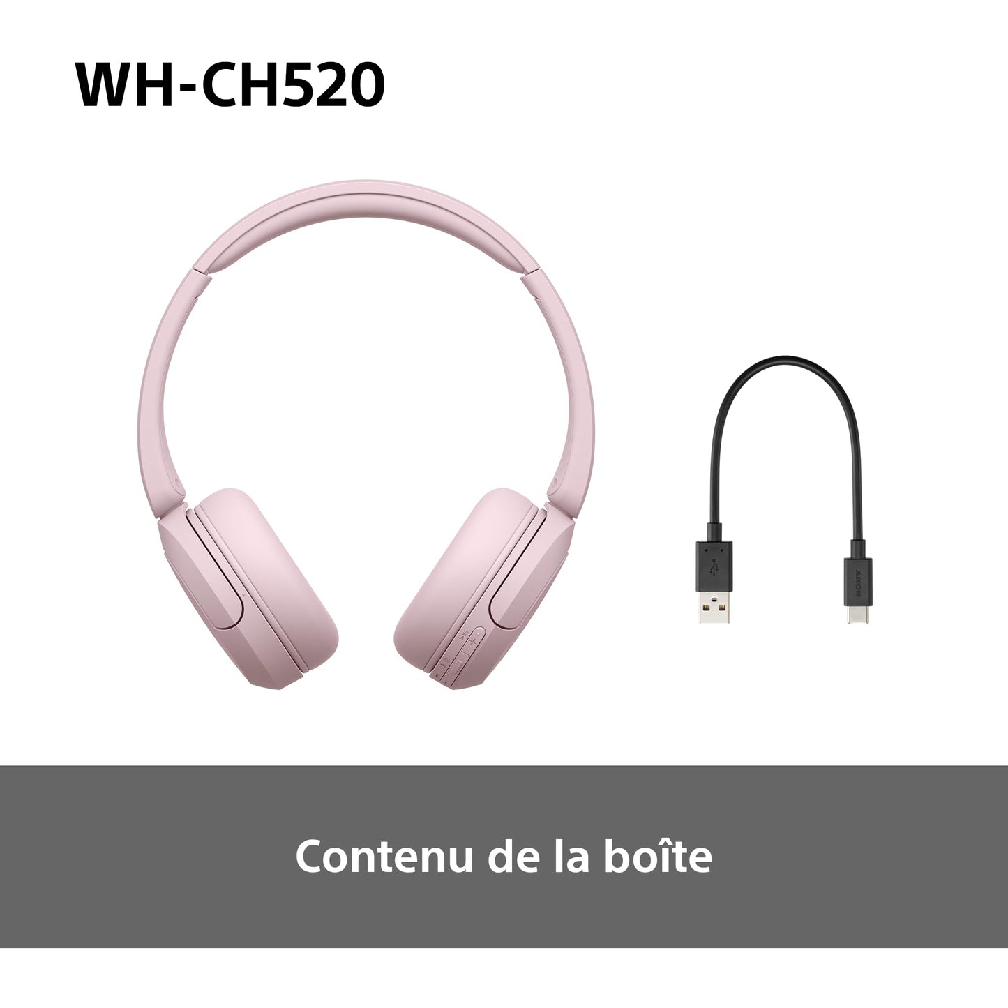 Sony WH-CH520 - Casque Bluetooth sans Fil, Multipoint, Micro intégré - jusqu'à 50 Heures d'autonomie et Charge Rapide - Noir