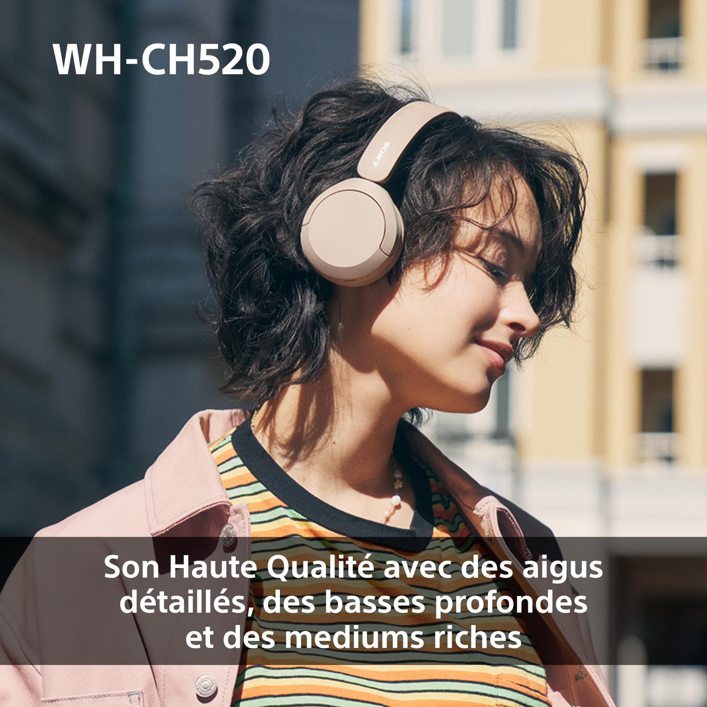 Sony WH-CH520 - Casque Bluetooth sans Fil, Multipoint, Micro intégré - jusqu'à 50 Heures d'autonomie et Charge Rapide - Noir