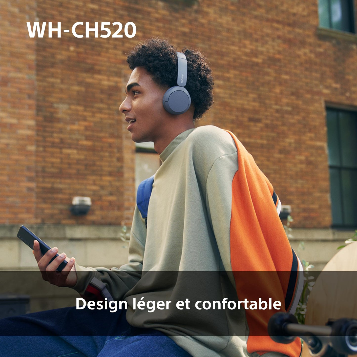 Sony WH-CH520 - Casque Bluetooth sans Fil, Multipoint, Micro intégré - jusqu'à 50 Heures d'autonomie et Charge Rapide - Noir