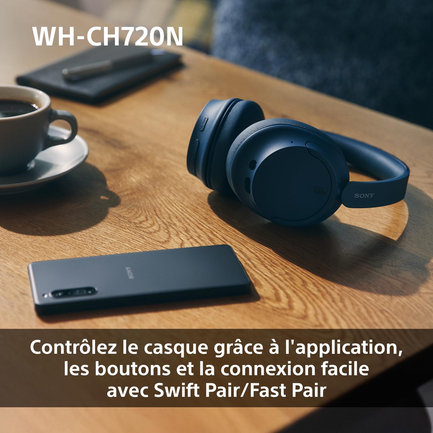Sony WH-CH720N - Casque Bluetooth sans Fil à réduction de Bruit - Micro intégré - jusqu'à 35 Heures d'autonomie et Charge Rapide - Noir
