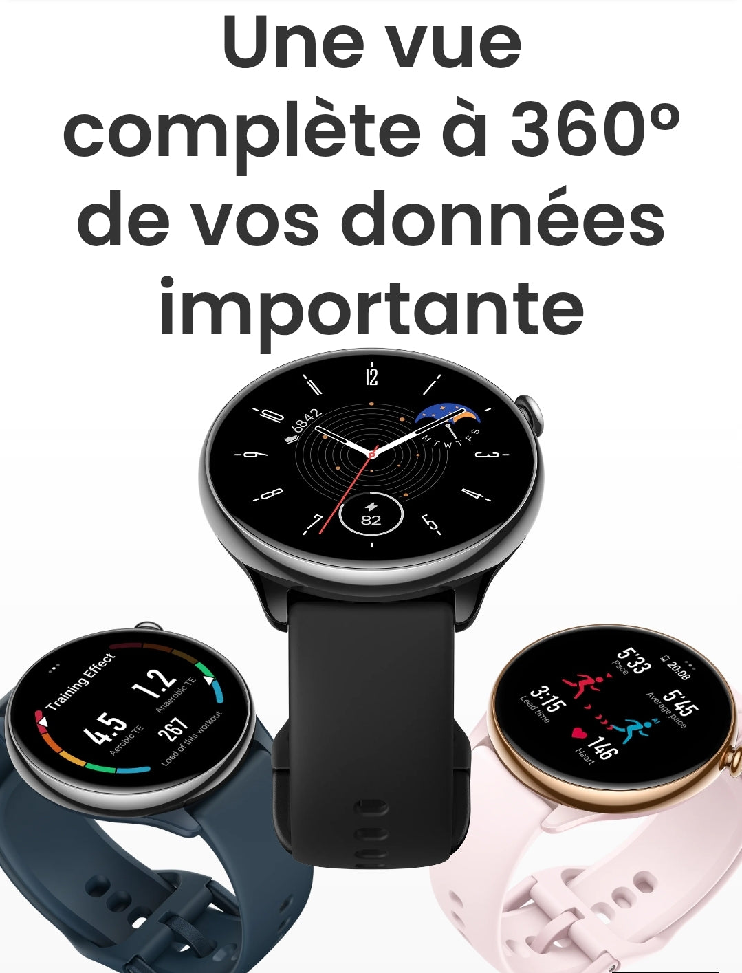 Amazfit GTR Mini, 43 mm, Montre Connectée Femme, 14 Jours d'autonomie, SpO2, Suivi de Sommeil, 120+Modes Sportifs, Montre Connectée Sport GPS, Noir